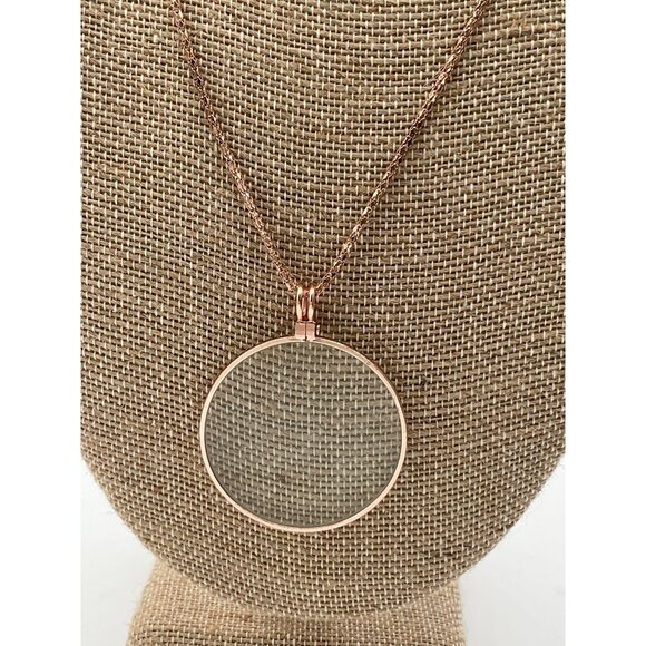 Large Rose Gold-Tone Glass Locket Pendant Necklace - Picture 2 of 4